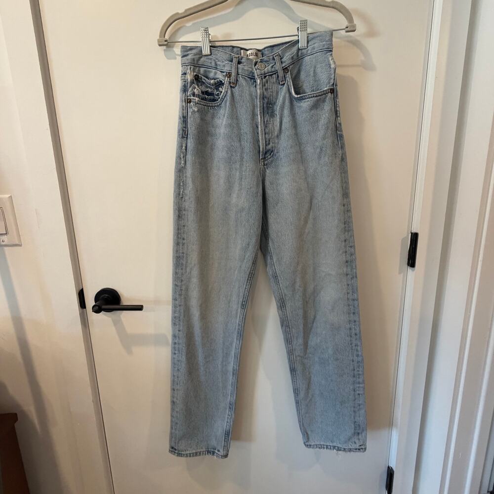 Agolde 90s Jeans Light Wash Distressed 100% Cotton Revolve Designer